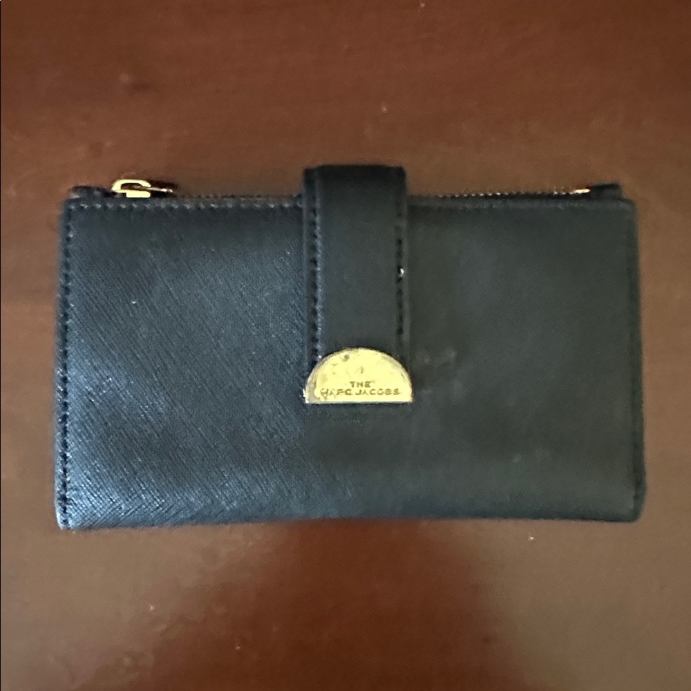 Marc Jacobs Midnight Black Wallet with Gold Detail